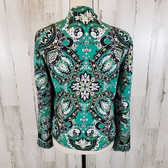Chico's Paisley Open Front Blazer Sz 0 - Picture 4 of 6